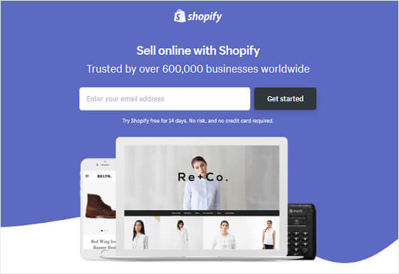 Landing page của Shopify - Thiết kế website Đồng Tháp
